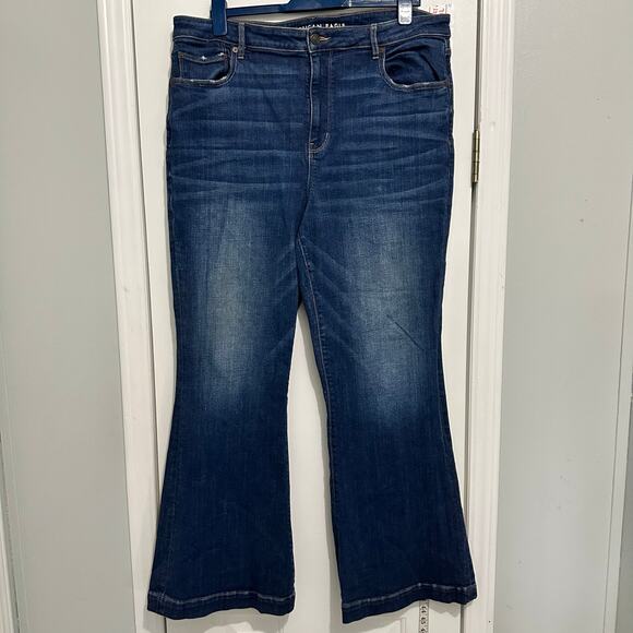 American Eagle, super high rise, flare, blue jeans, denim plus size 18 - Picture 2 of 10